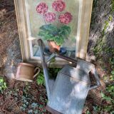 Large oil on coated panel "geraniums"