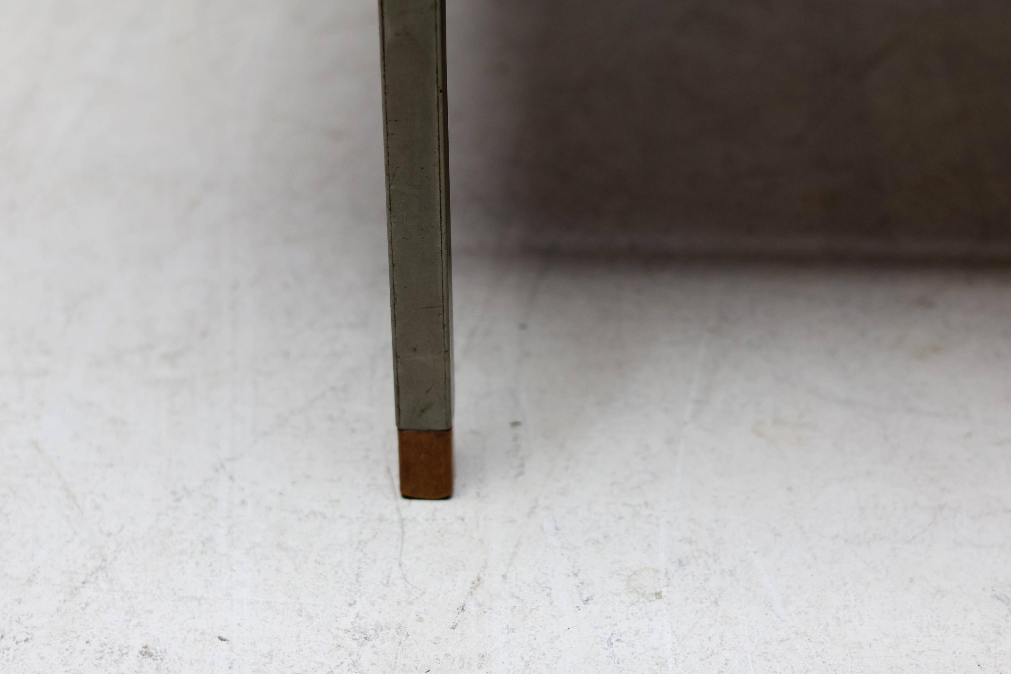 Dutch modernist coffee table with a square base and teak top, 1950s.