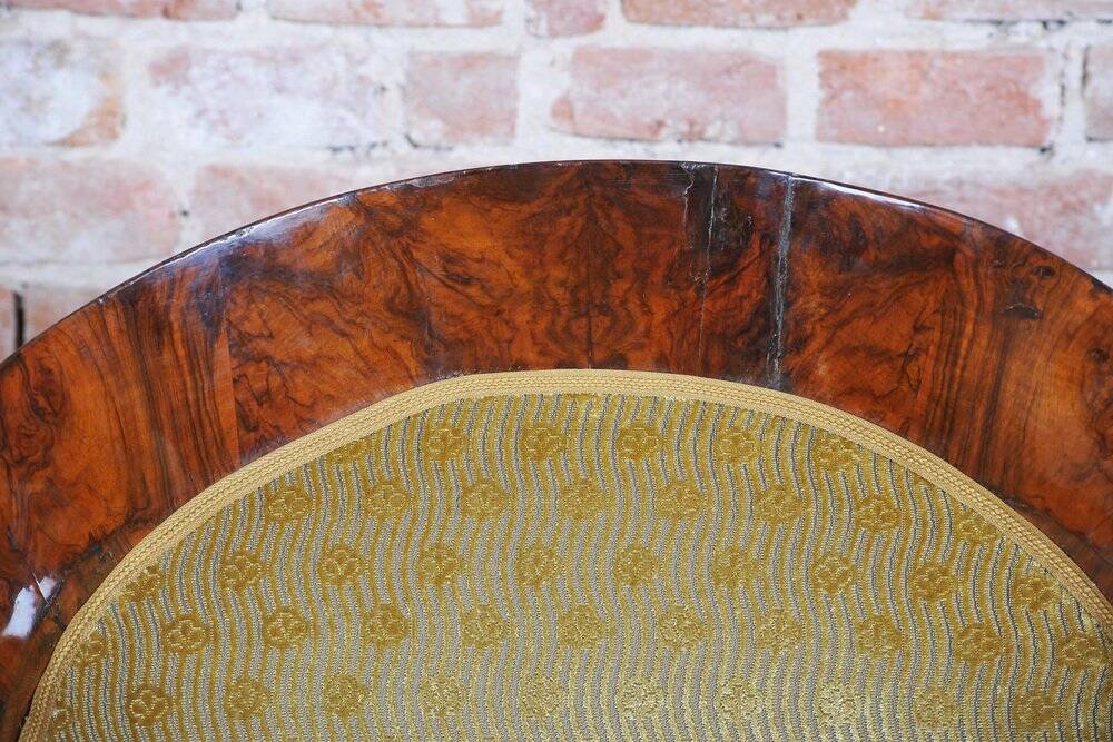 Empire Upholstered and Inlaid Walnut Living Room Set, Austria, 1810s, Set of 3