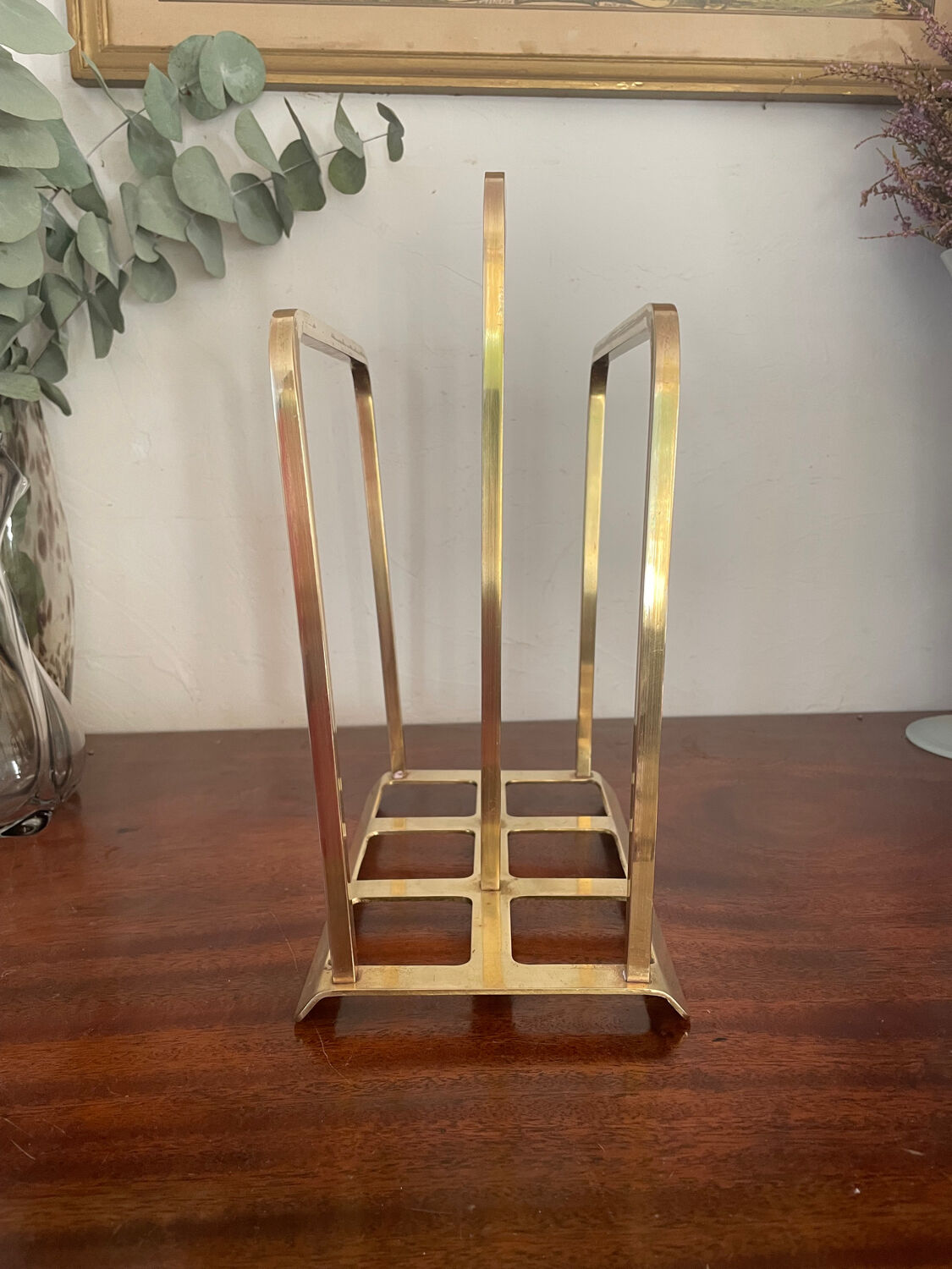 Modernist brass magazine rack circa 1940