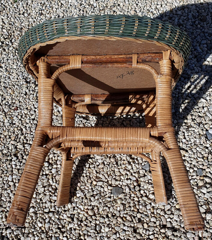 Coffee table vintage in two-tone rattan
