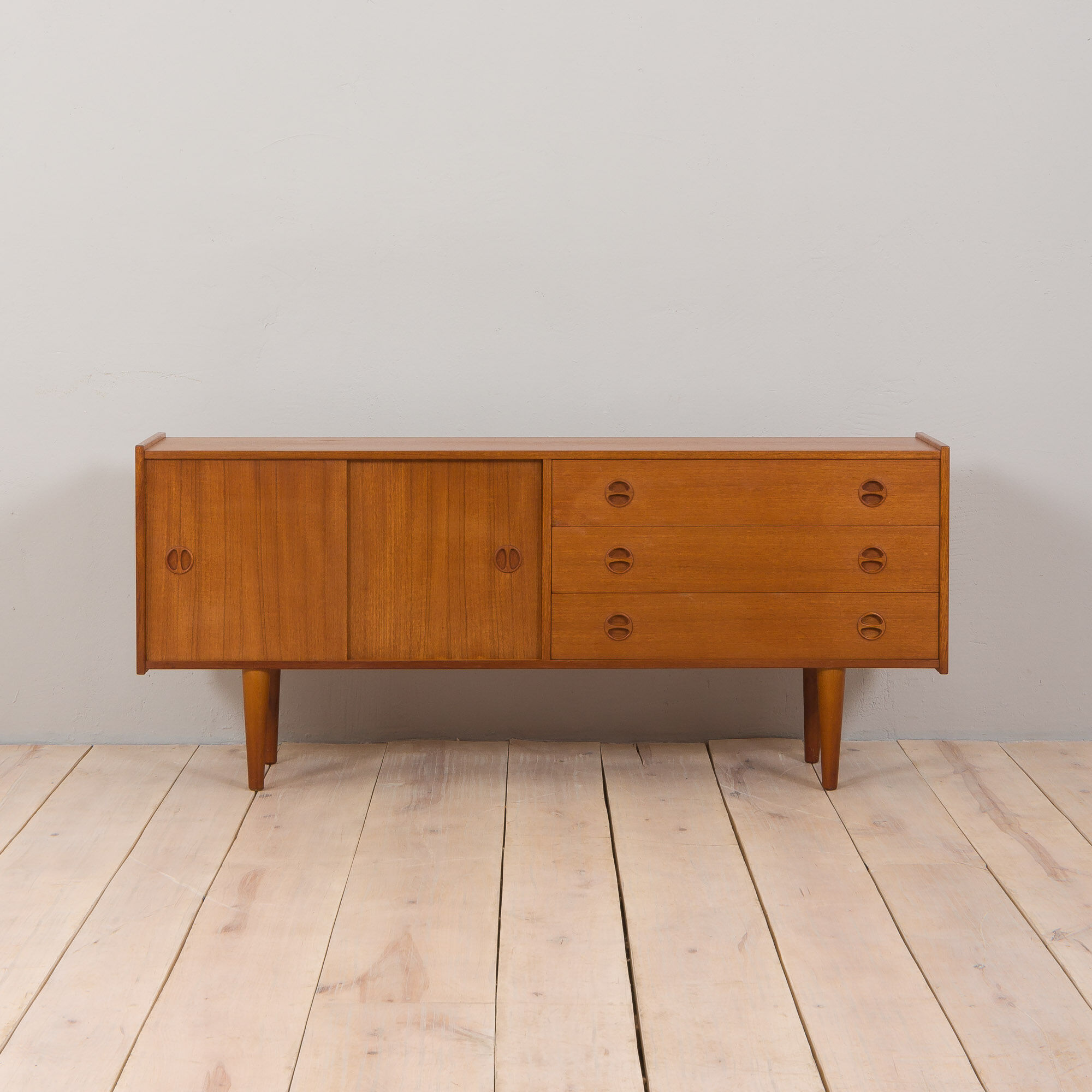 Vintage Scandinavian sideboard with 3 drawers and sliding doors, 1960s