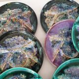 Set of 10 ceramic fondue plates signed Morvan (Gaston Gaubier)