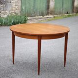 Scandinavian design wooden table, dining room table with integrated extension