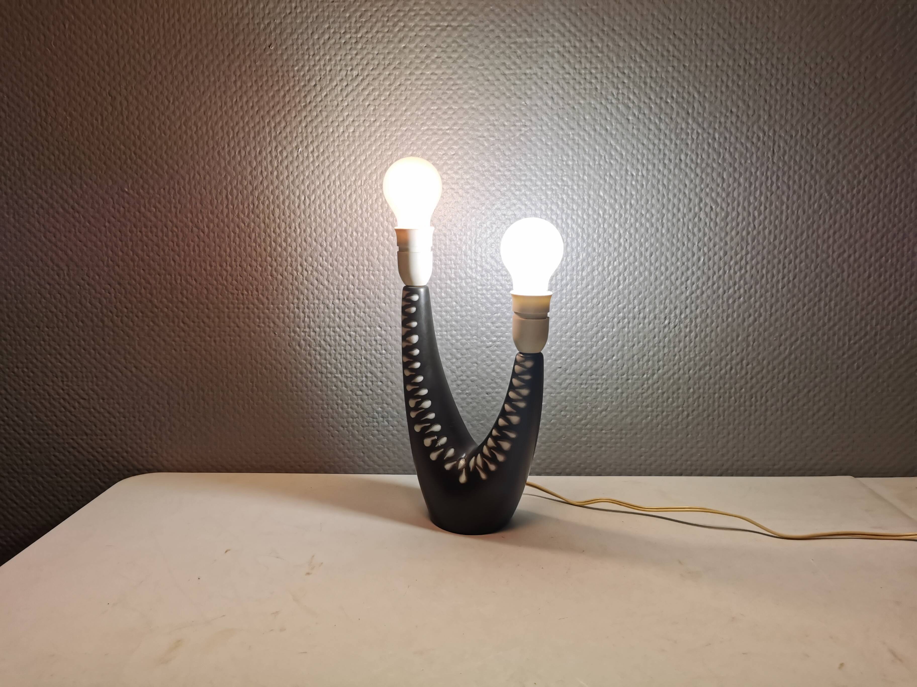 Table lamp with two light sources in the Burgundia series No. 977 for Søholm Ceramics Denmark