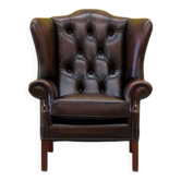 Fauteuil Chestfield traditionnel anglais en cuir à oreilles
