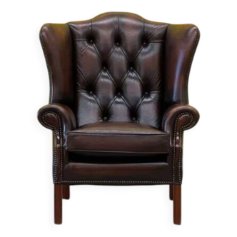 Fauteuil Chestfield traditionnel anglais en cuir à oreilles