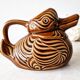 Brown duck slip pitcher from Sarreguemines, France, 1970s