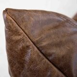 Vintage two-seater Togo sofa with arms in brown leather by Michel Ducaroy for Ligne Roset, 1970s