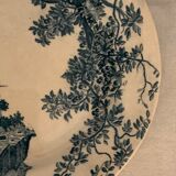 9 dessert plates old chickens, geese and pheasants blue field service Terre de Fer