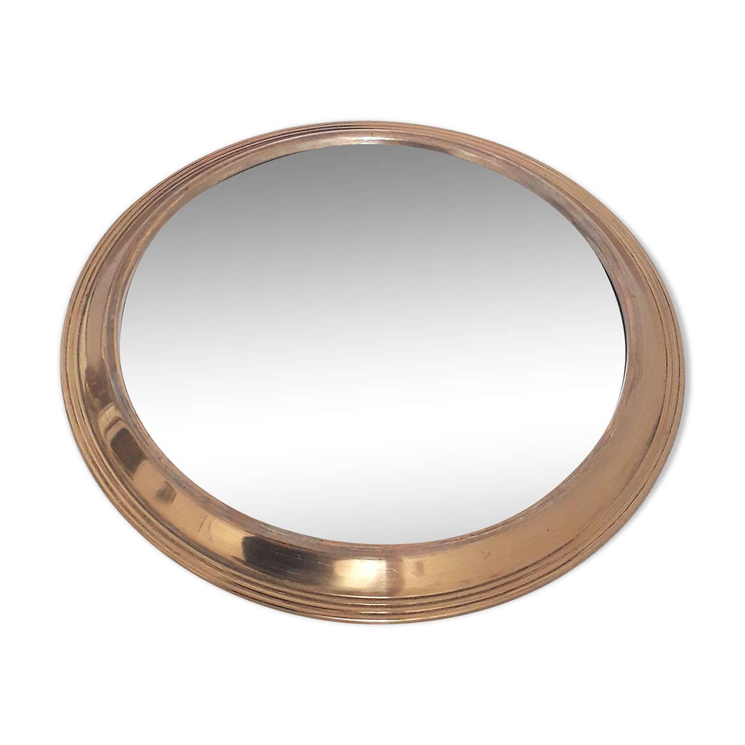Old mirror and brass top, round, vintage 1960, 32 cm