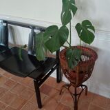 Cache pot in rattan and vintage scoubidou