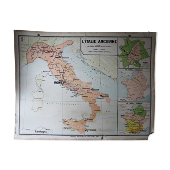 Carte scolaire ancienne n°5 « L'Italie Ancienne » n°6 "Le Monde Romain"