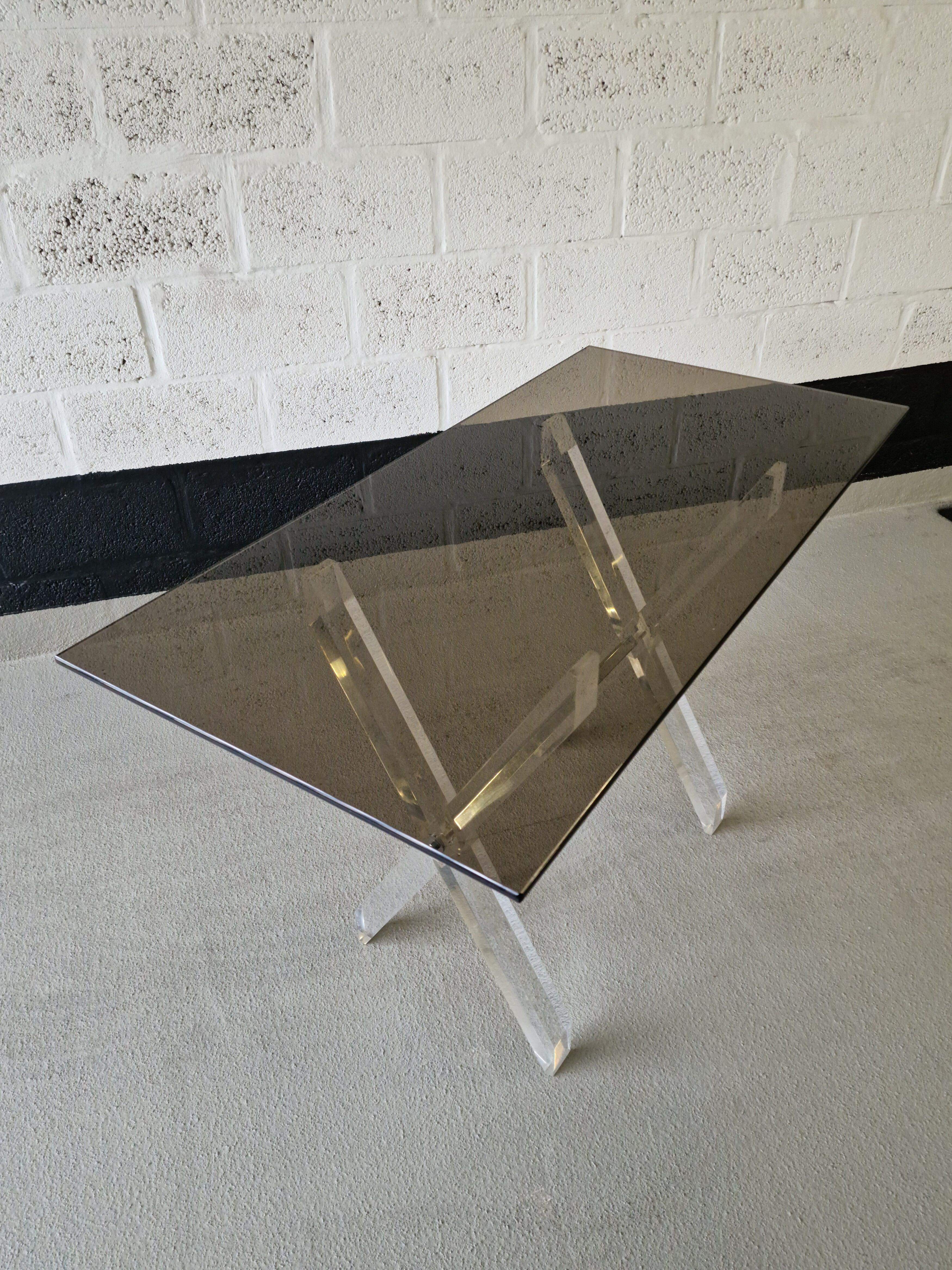 Desk in feet x plexiglass & smoked glass, 1970s