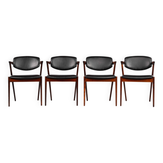Danish Design Rosewood Reupholstered Z-chair by Kai Kristiansen, set of 4