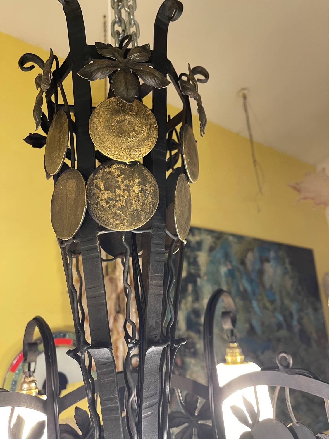Art déco Muller Frères Luneville signé 7 lampes ,1930s