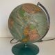 Vintage 1960s Perrina glass globe, green lacquered, world map - 33 cm