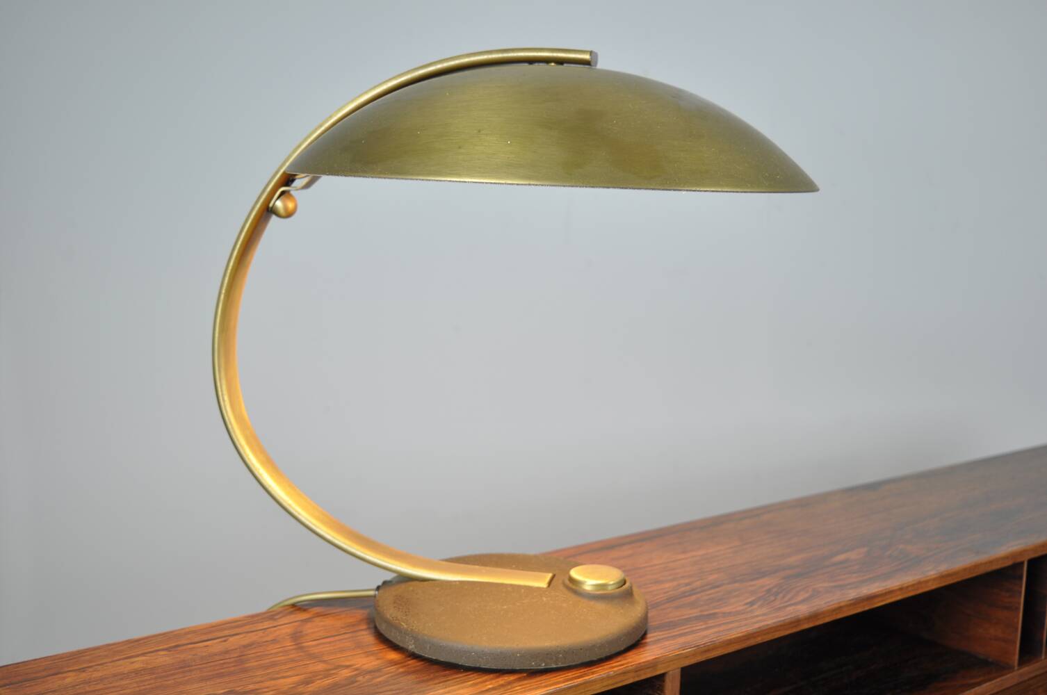 Mid century art deco / bauhaus brass table lamp by egon hillebrand 60s