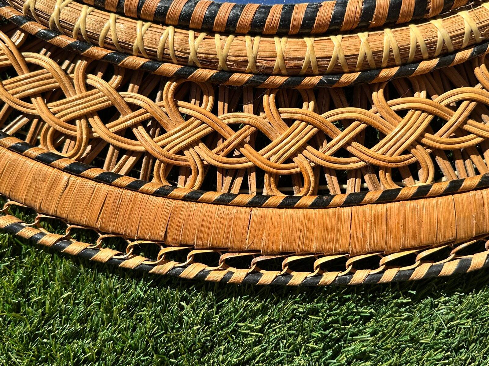 Oval mirror in rattan and wicker, 1970