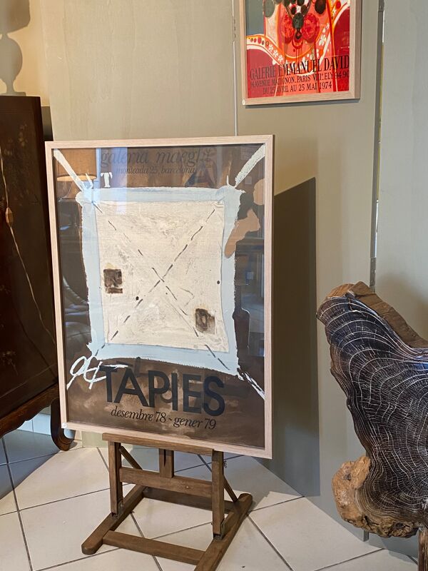 Affiche ancienne lithographie Tapies Galerie Maeght