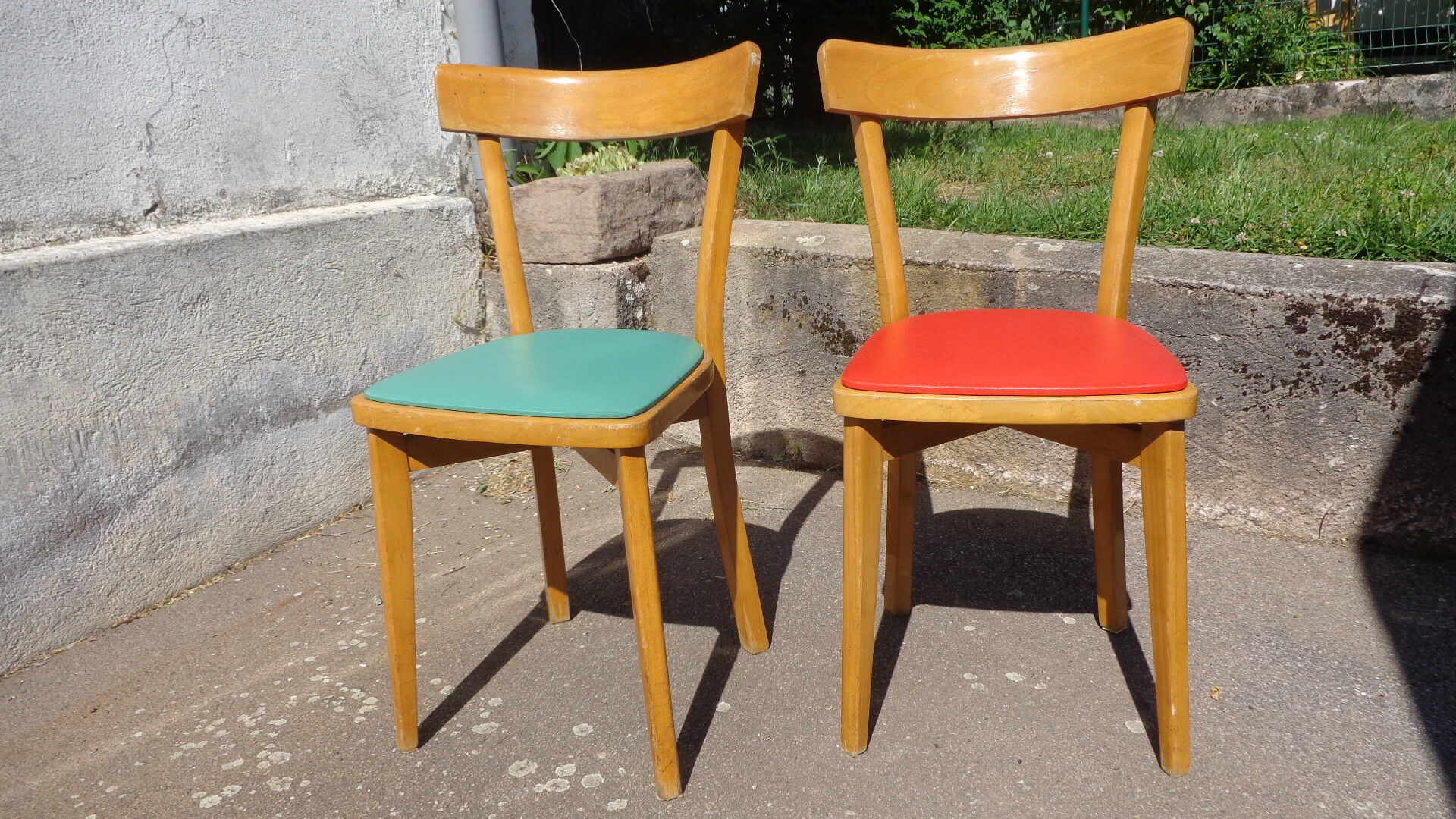 Duo of bistro chairs Luterma red/green