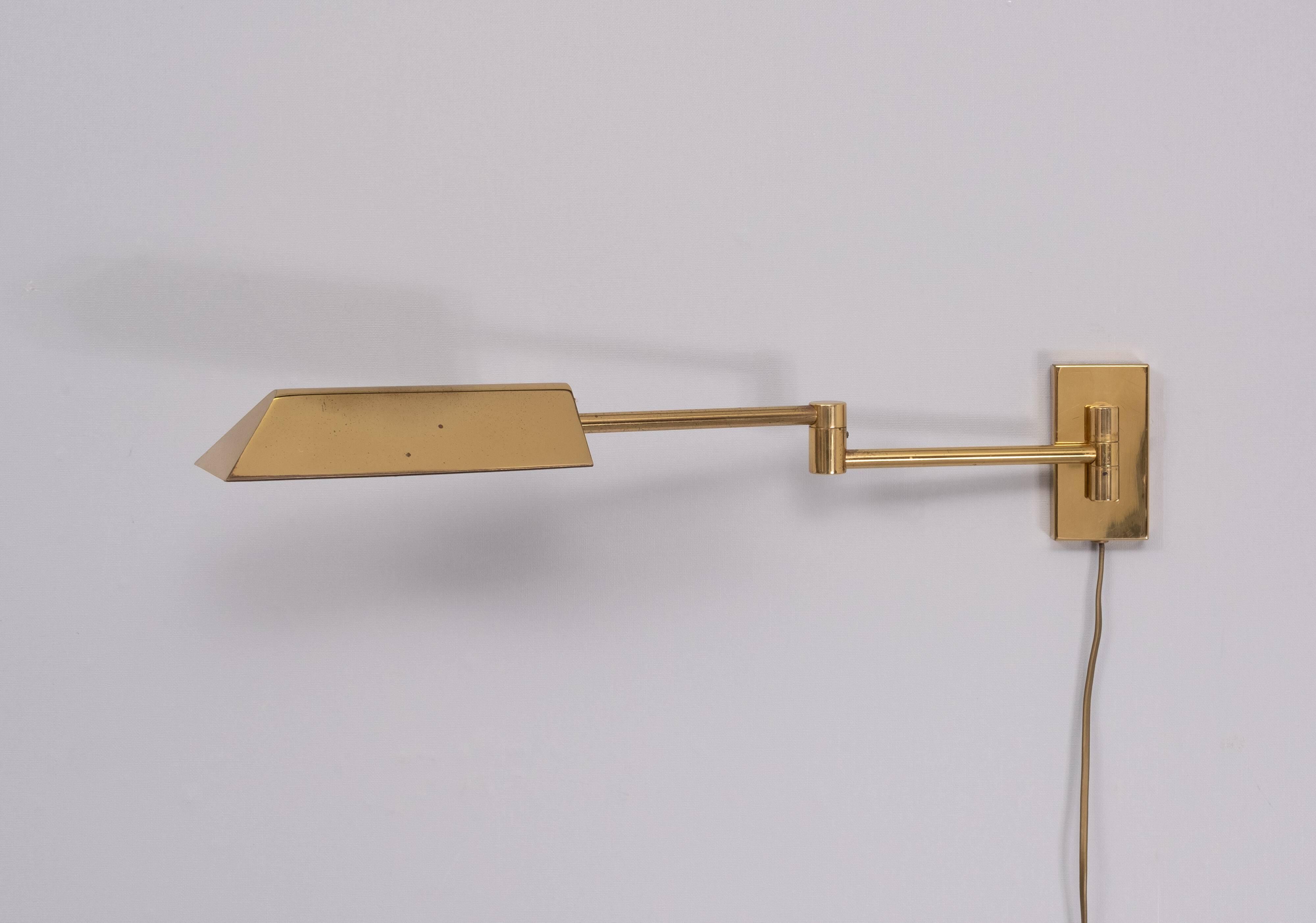 Brass swing arm Wall lamp Germany 1970s