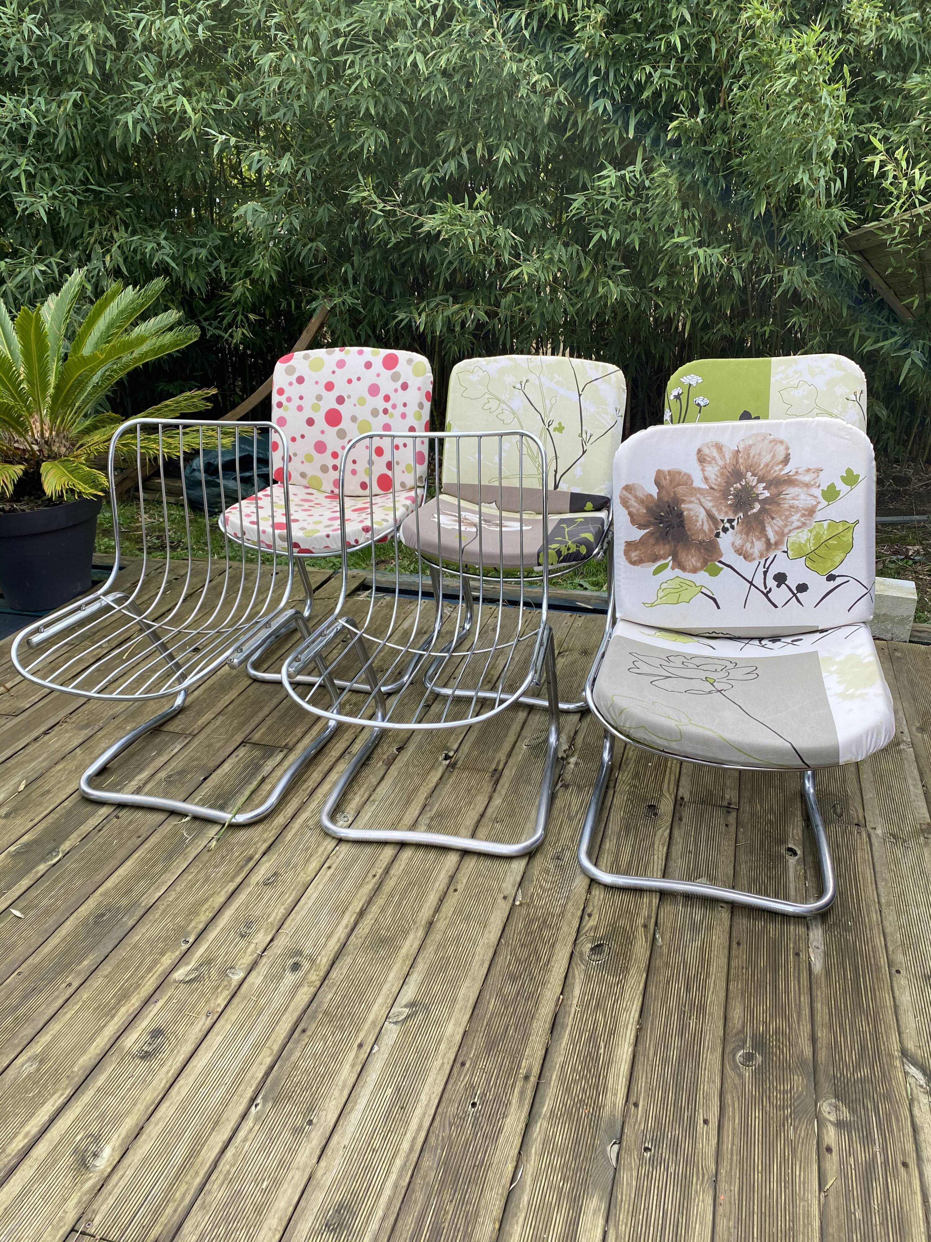 6 Gastone Rinaldi chrome chairs from the 70s