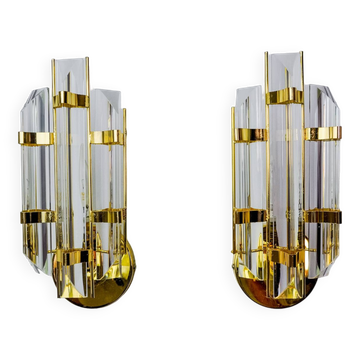 Paire d'appliques Venini, verre triedri, murano, Italie 1970