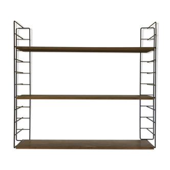 Large beech wood string shelf and black metal Stud