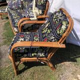 Set in vintage rattan sofa 3-seater seating and 2 seats