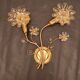 Set Hollywood Regency Wandlampe vergoldet Messing Swarovski-Kristalle Palwa