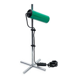 Reggiani, vintage chrome and green lacquer adjustable table lamp. Italy 1970s