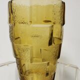 Vase stylisé en verre jaune, art déco