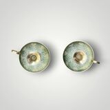 Pair of cloisonné brass cellar rat candlesticks – 1960s