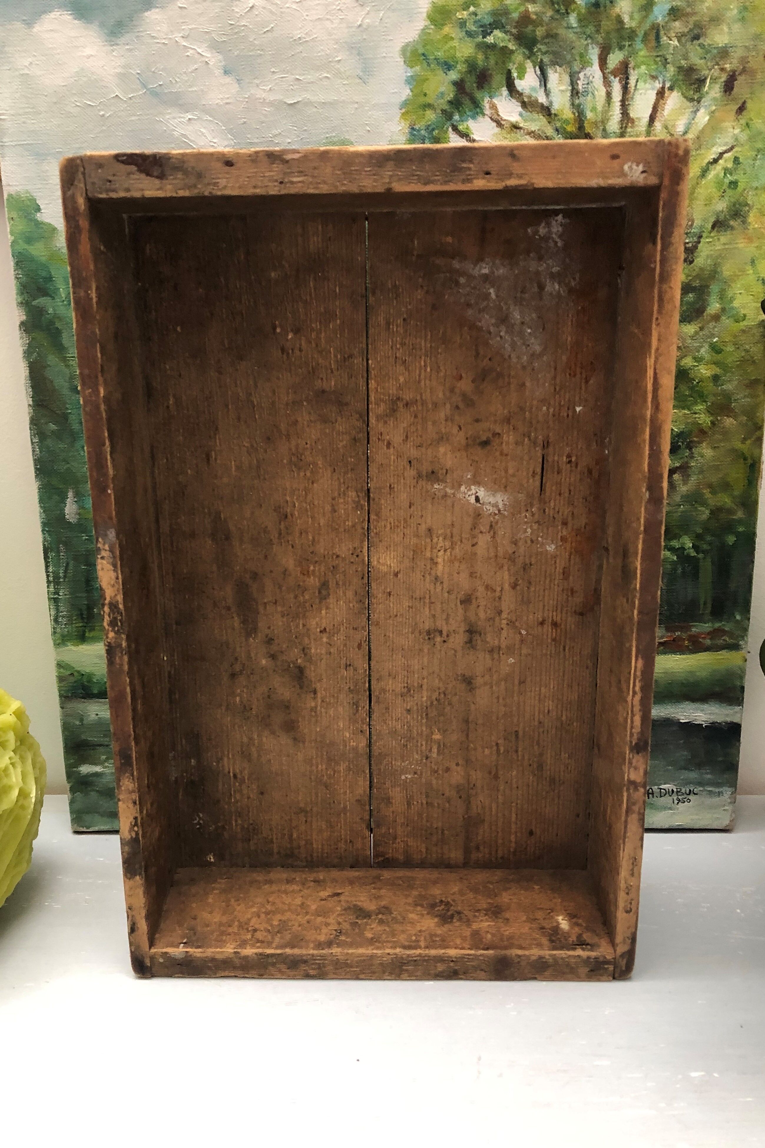 Old wooden box of industrial workshop