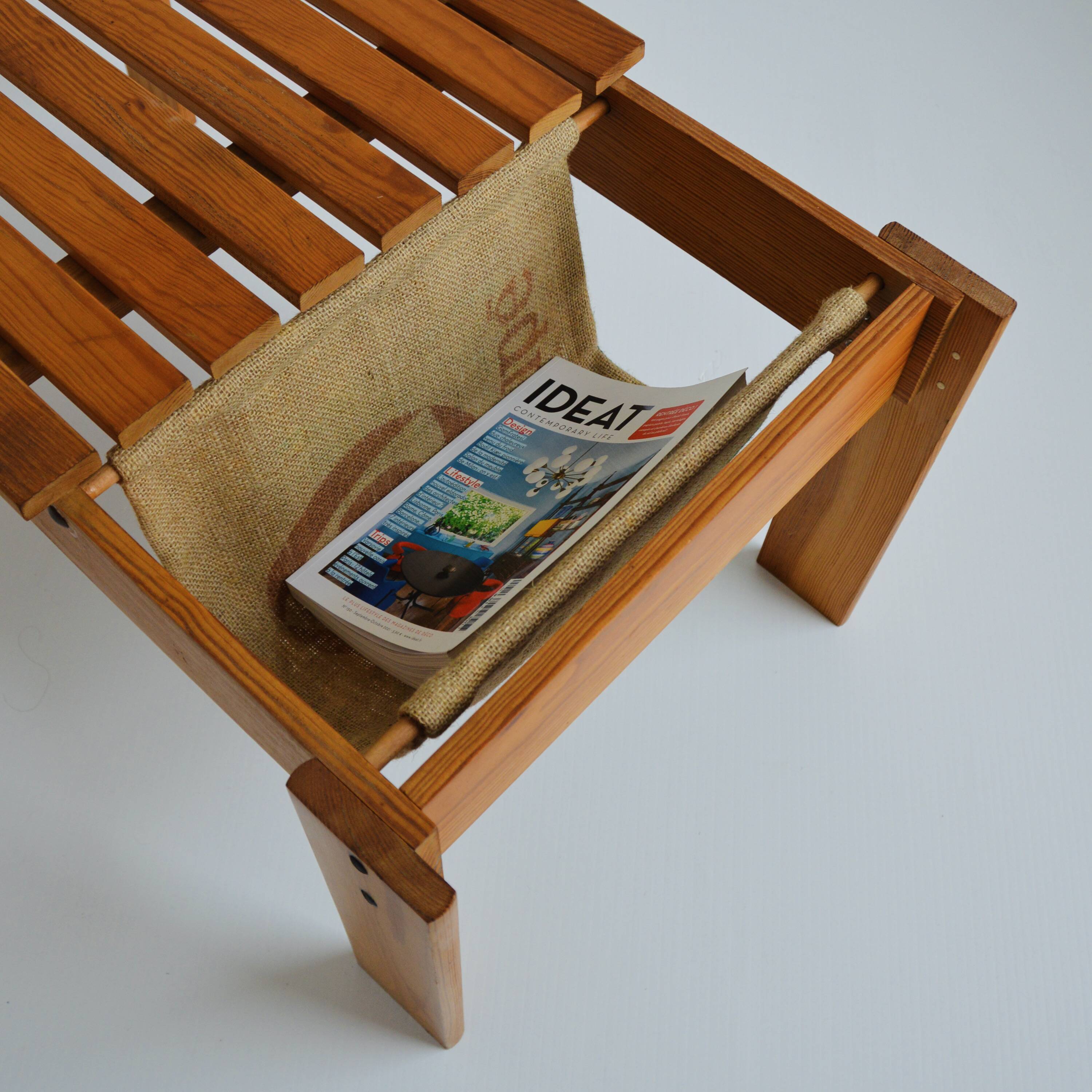 Table basse / Porte journaux Brutaliste vintage 1960 / 1970