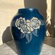 Vase art déco en fonte émaillée decor incisé