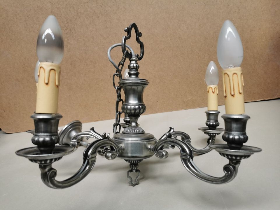 Pendant lamp with 5 Branches candlestick silver candlestick