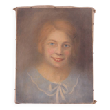 Antique signed painting portrait of a girl oil on canvas 1880 BM1N