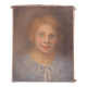 Antique signed painting portrait of a girl oil on canvas 1880 BM1N