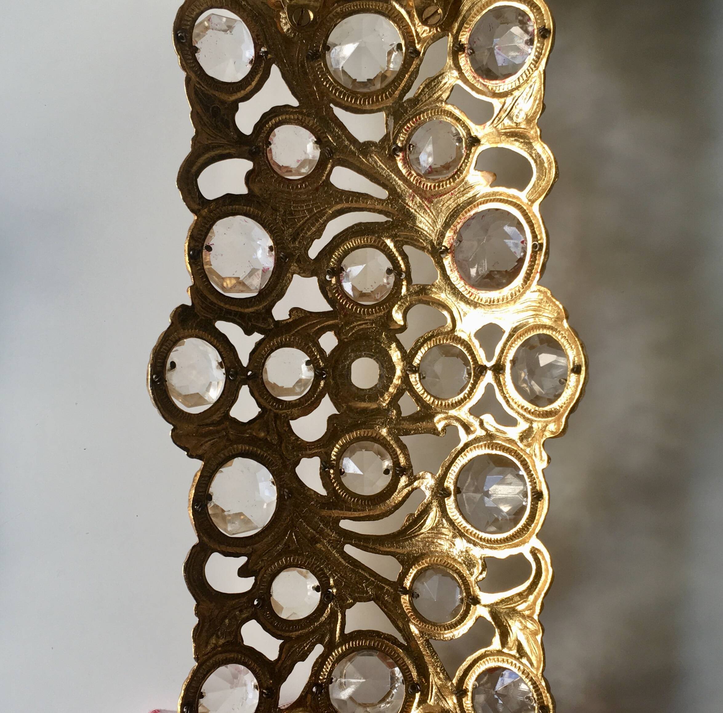 Wall lamp in gilded brass and glass, Peris Andreu, Spain, 1960s