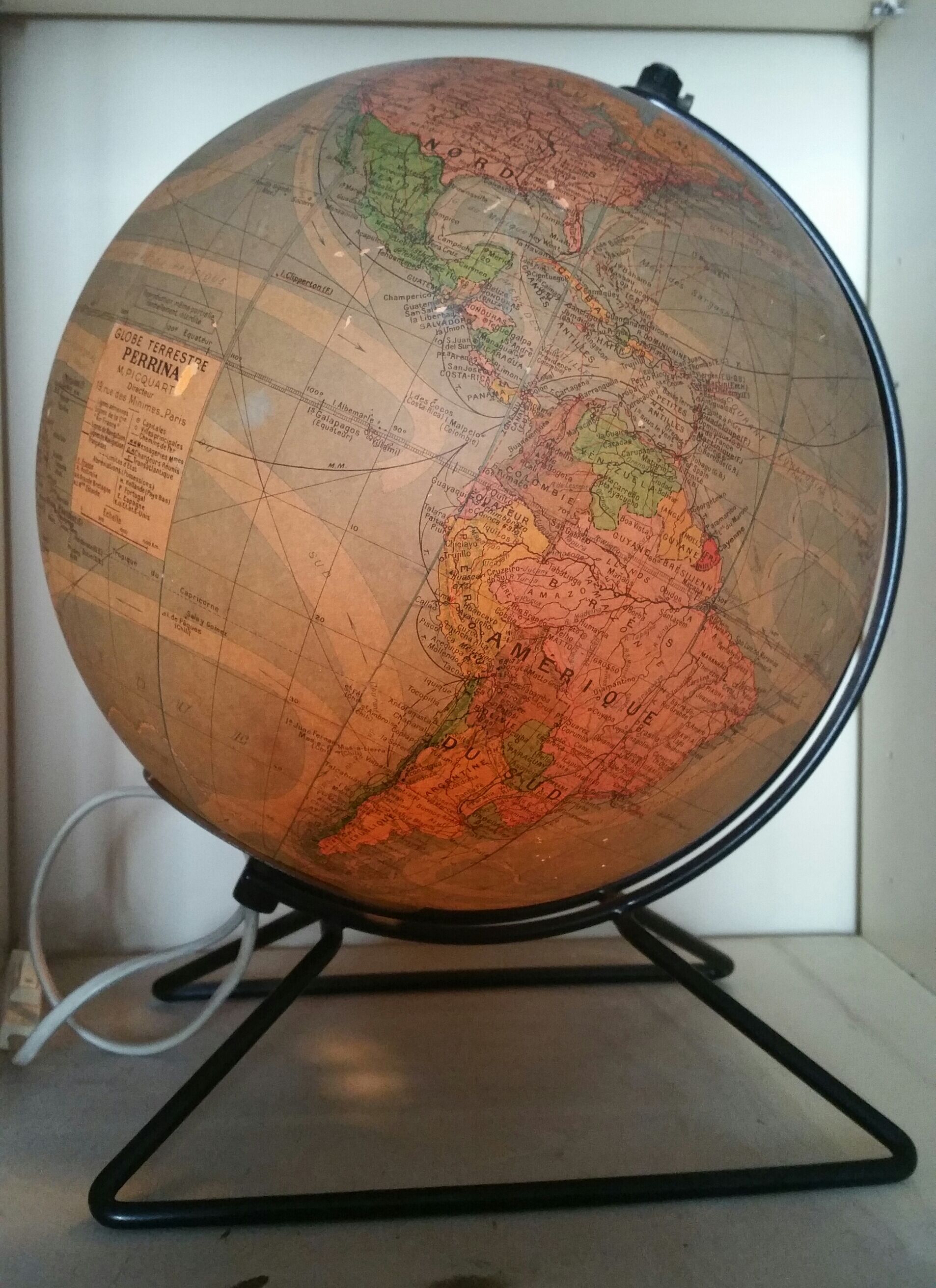 Luminous globe 1930s Perrina