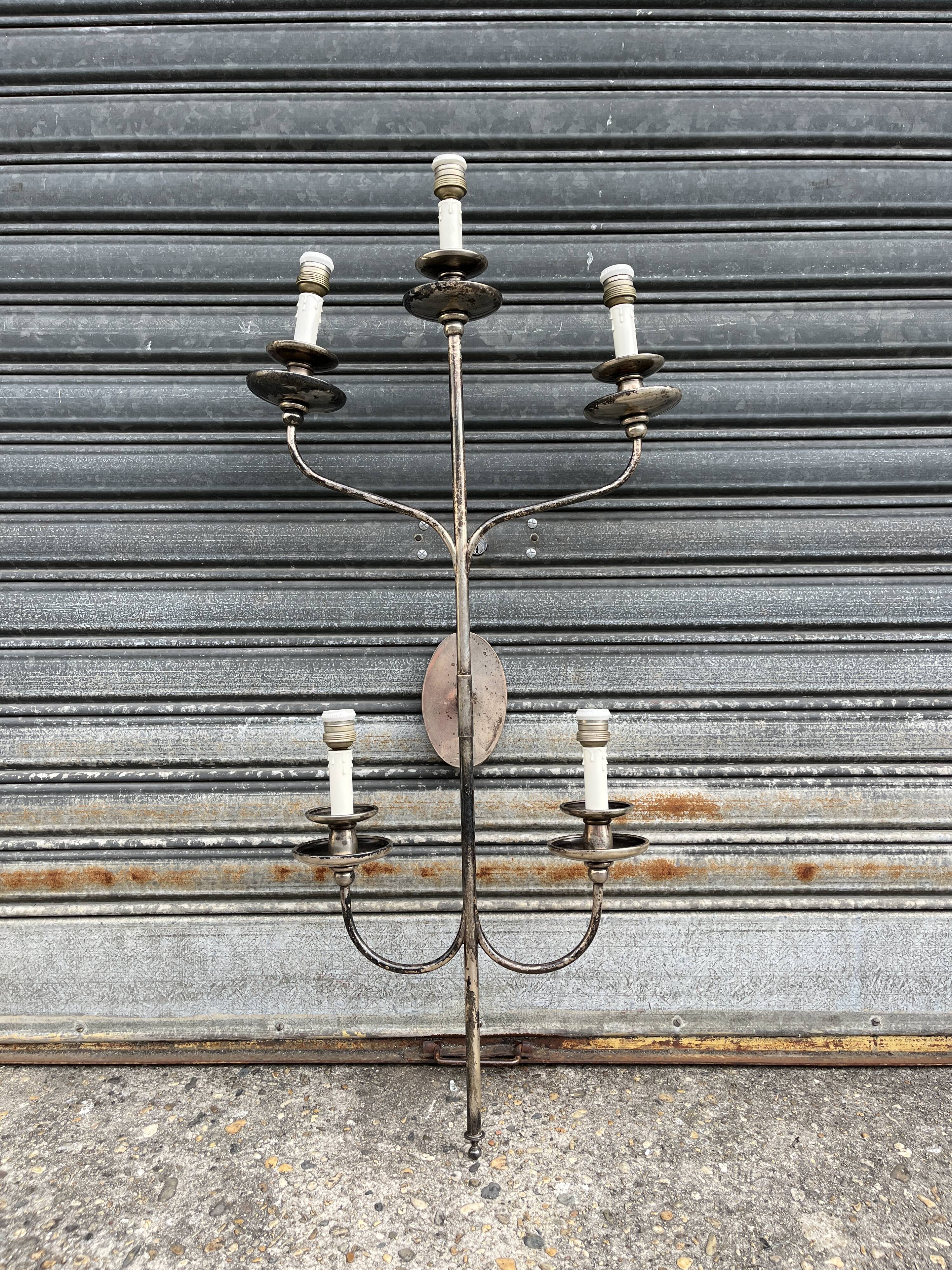 Large metal wall chandelier 1950s