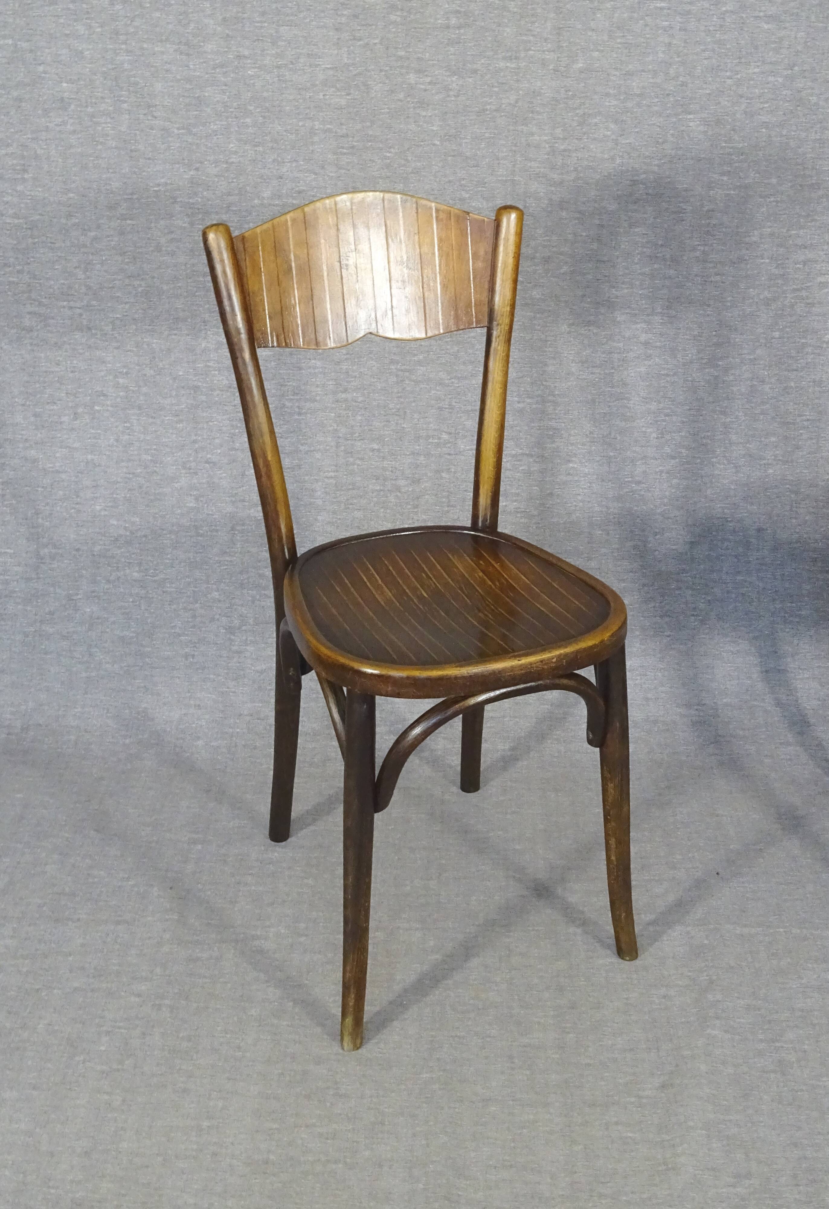 Set of 4 bistro chairs 1910/1930 curved wood, thonet, fischel etc