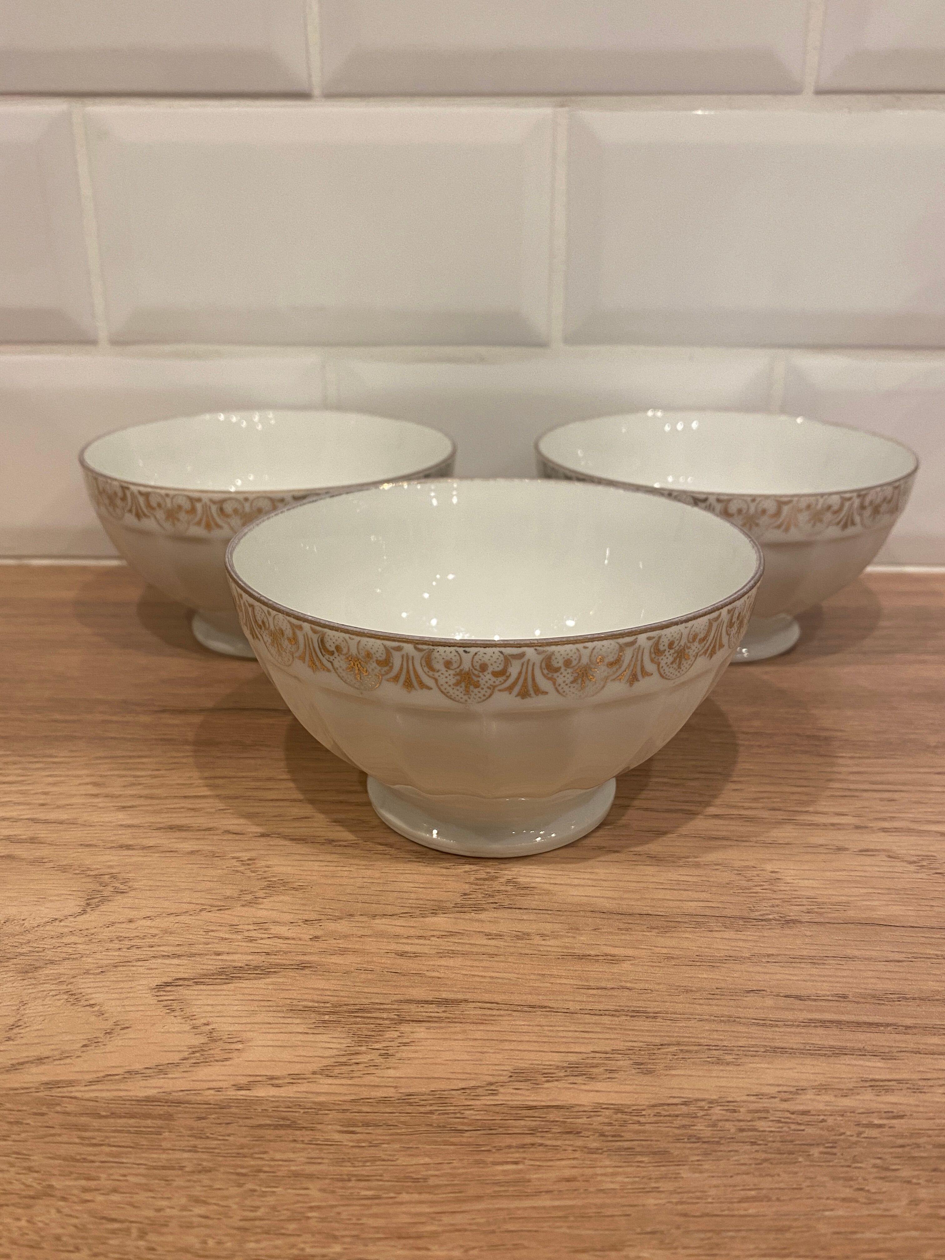 3 small faceted bowls