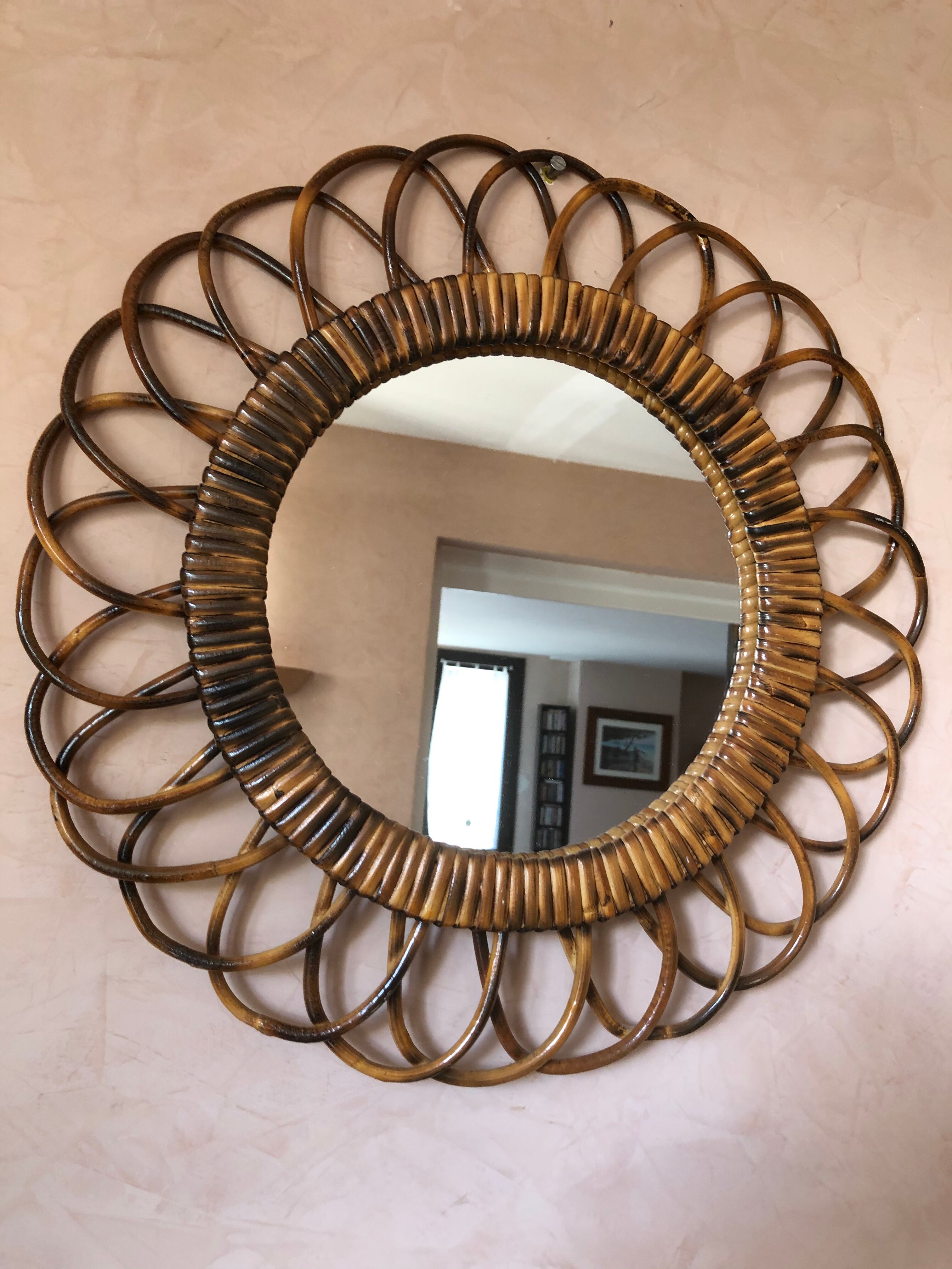 Rattan mirror 42cm