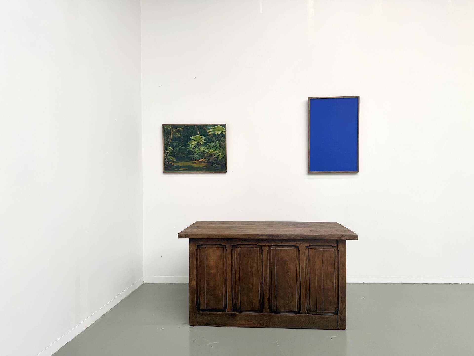 Solid oak trade counter, six drawers, France, circa 1920.