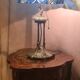 Antique lamp, patinated bronze, art nouveau, stained glass lampshade