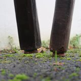 4 vintage brutalist solid wood bar stools