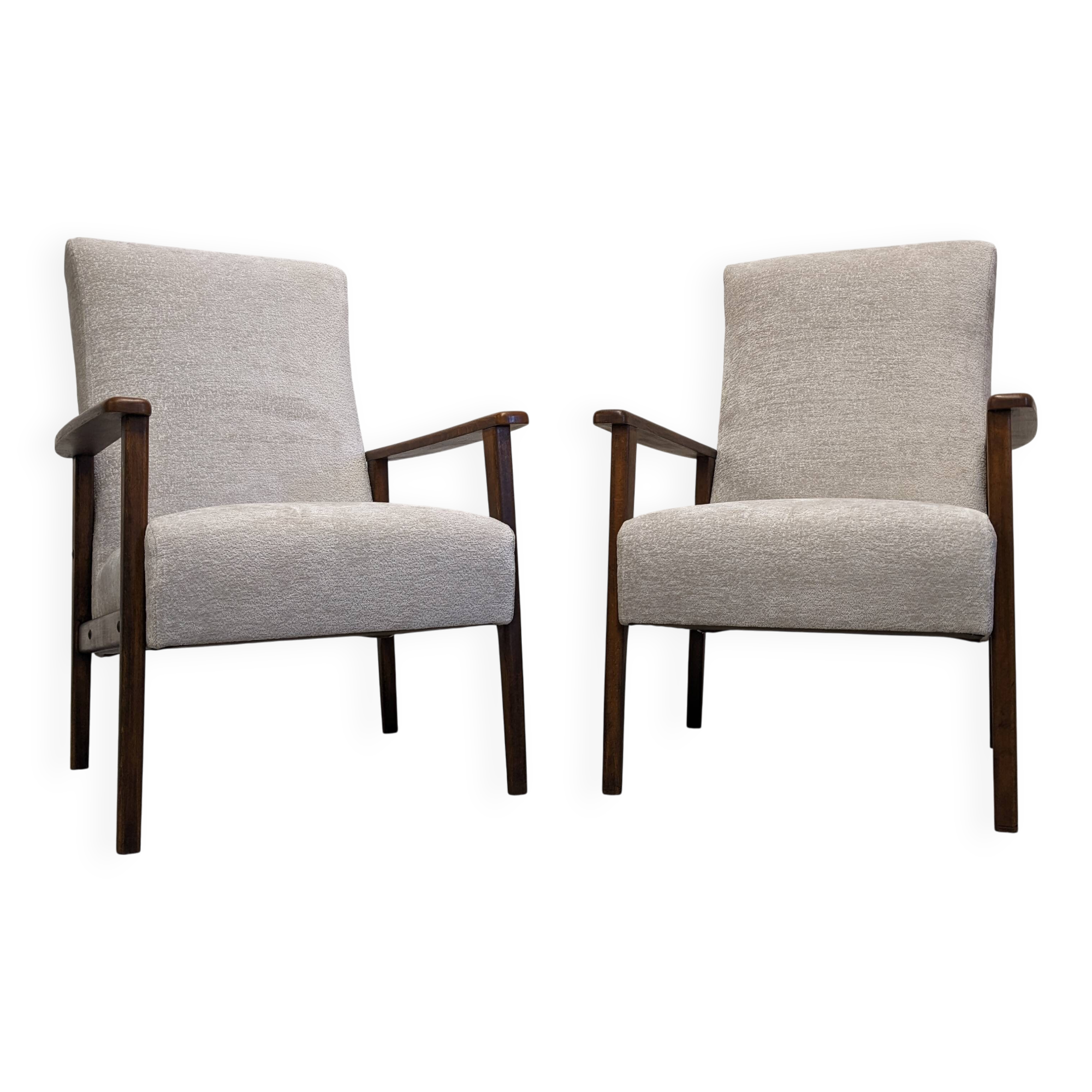Pair of vintage stained beech armchairs from the 50s/60s